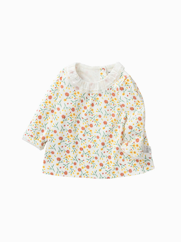 balabala Baby Girl Floral Print Lapel Long Sleeve T-Shirt 0-3 Years