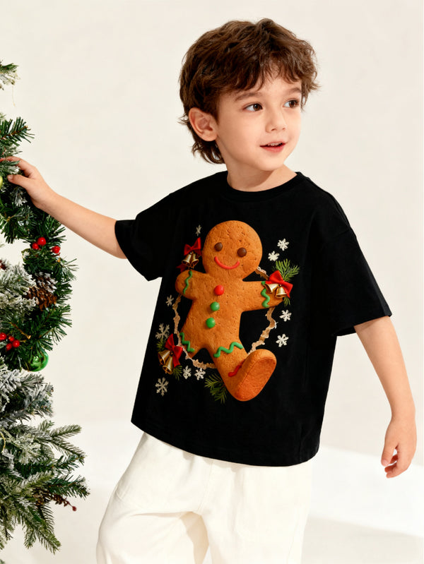 balabala Unisex Kids Christmas 3D Gingerbread Man T-shirt