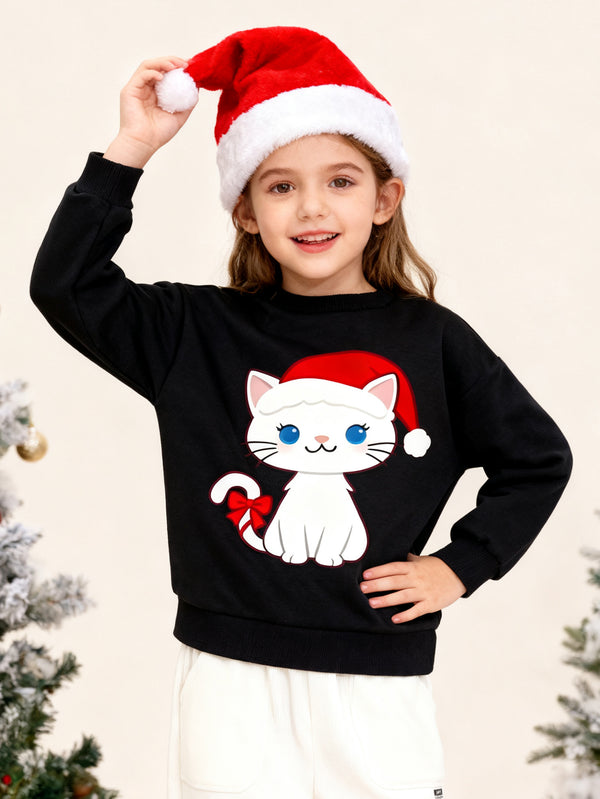 balabala Unisex Kids Christmas Cute Cat Sweatshirt