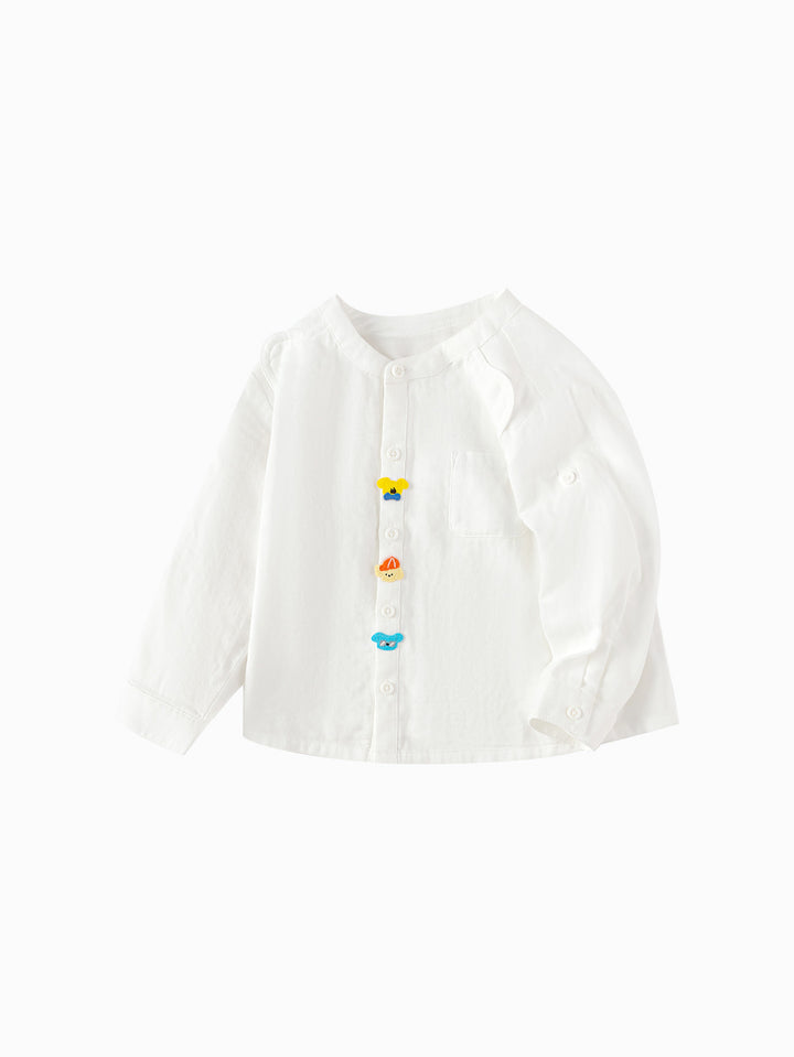 Raw White Baby Boy Woven Long Sleeve Shirt