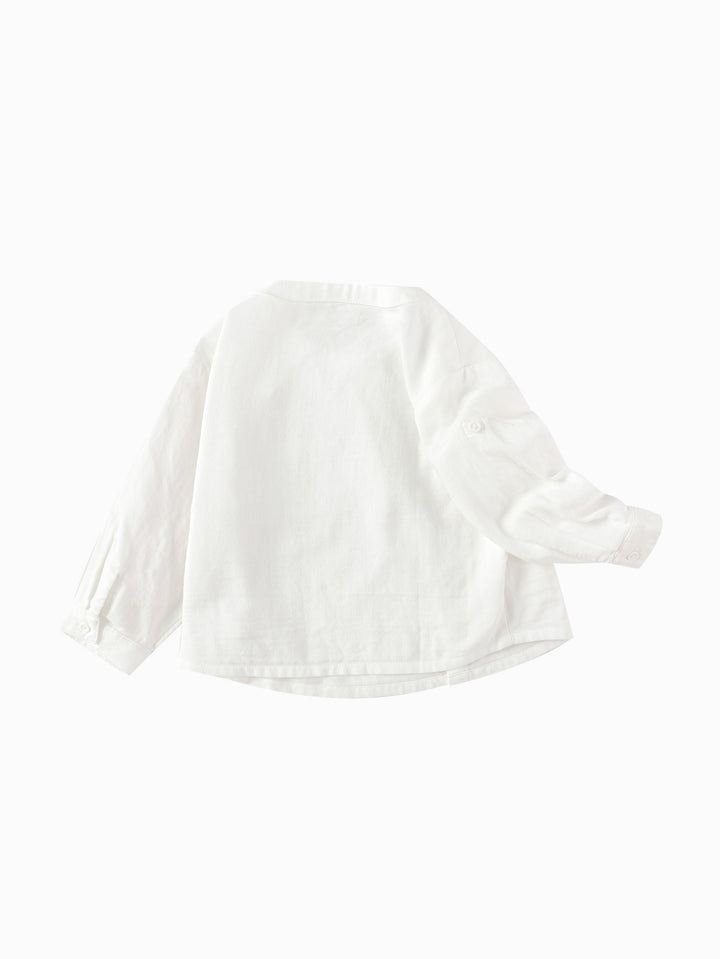 Raw White Baby Boy Woven Long Sleeve Shirt