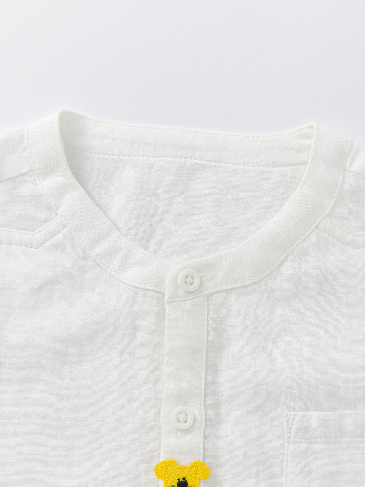 Raw White Baby Boy Woven Long Sleeve Shirt