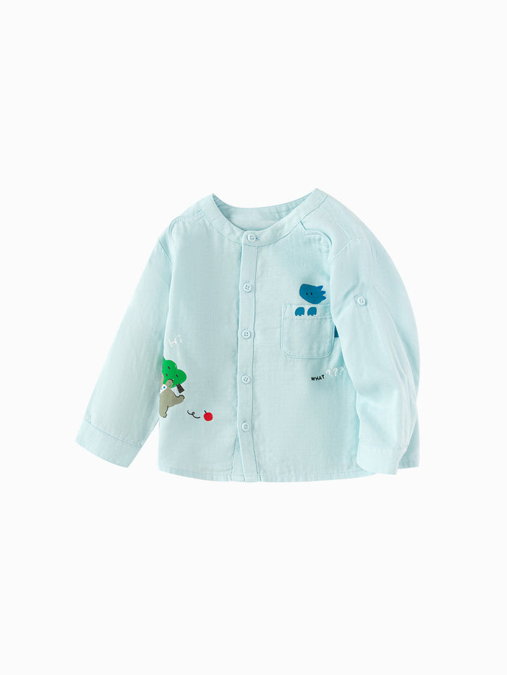 Powder Blue Baby Boy Woven Long Sleeve Shirt