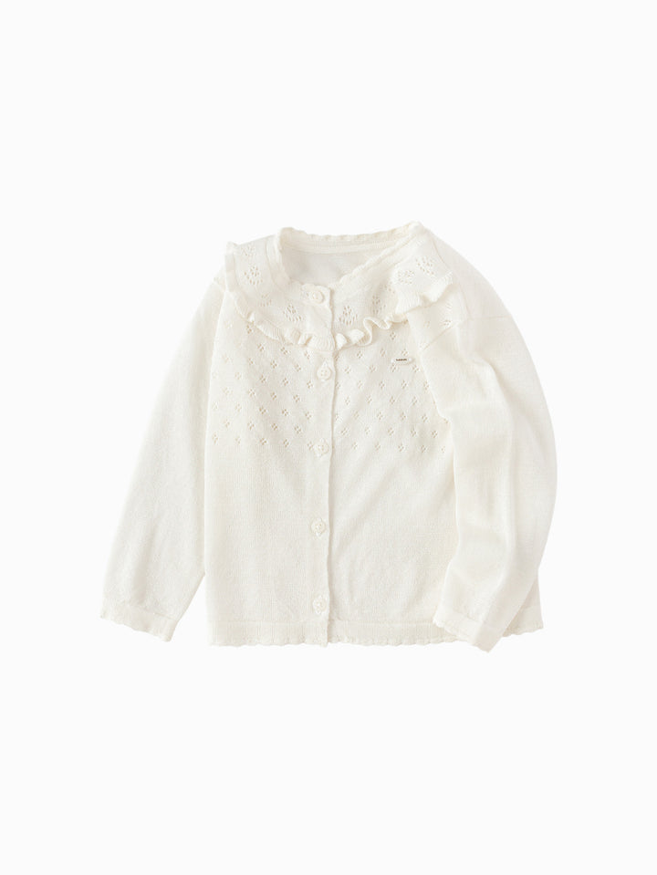 Raw White Baby Girl Wool Cardigan