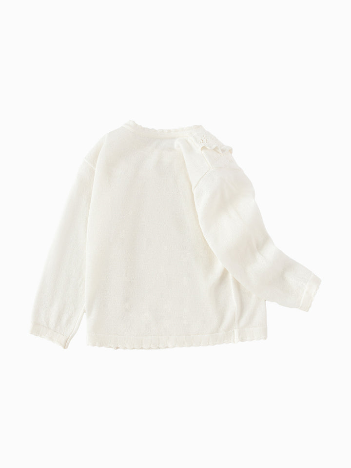 Raw White Baby Girl Wool Cardigan