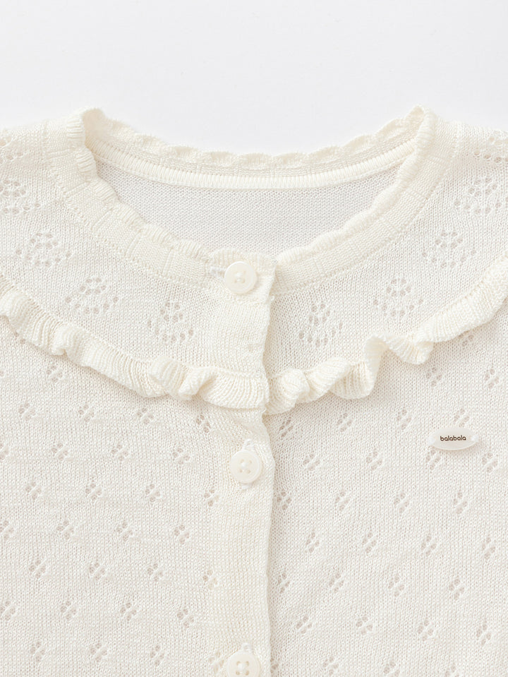 Raw White Baby Girl Wool Cardigan