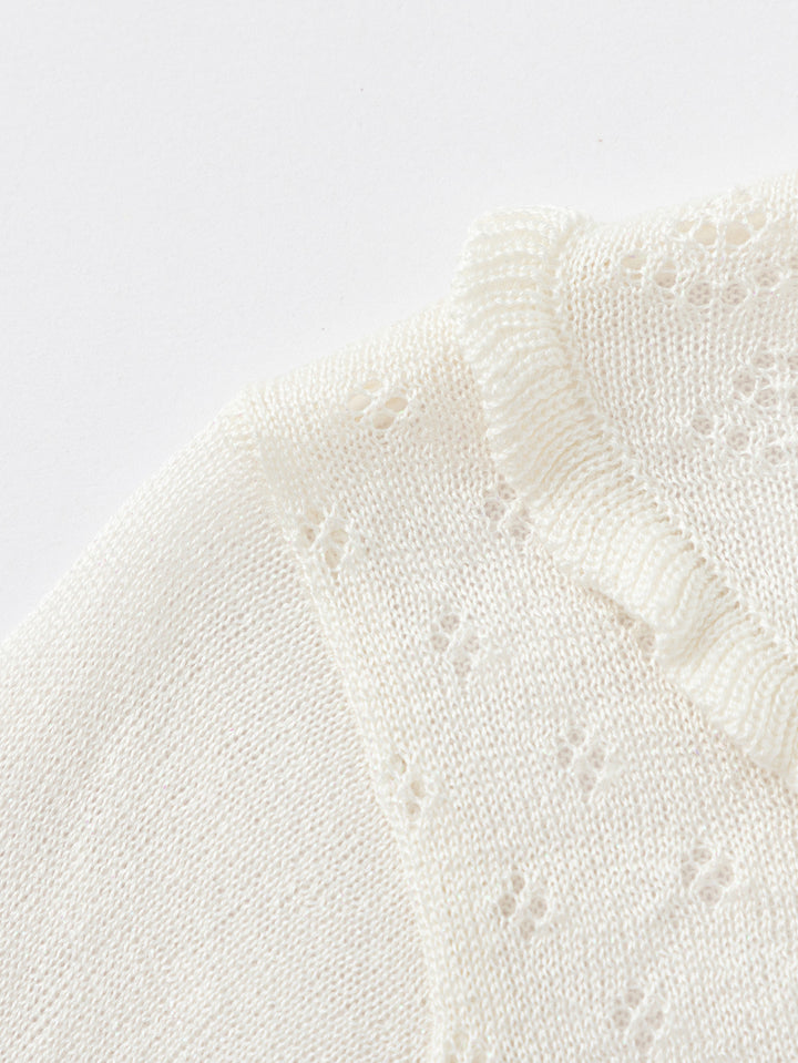 Raw White Baby Girl Wool Cardigan