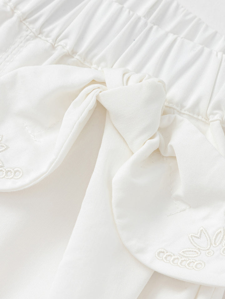 Raw White Baby Girl Woven Trousers