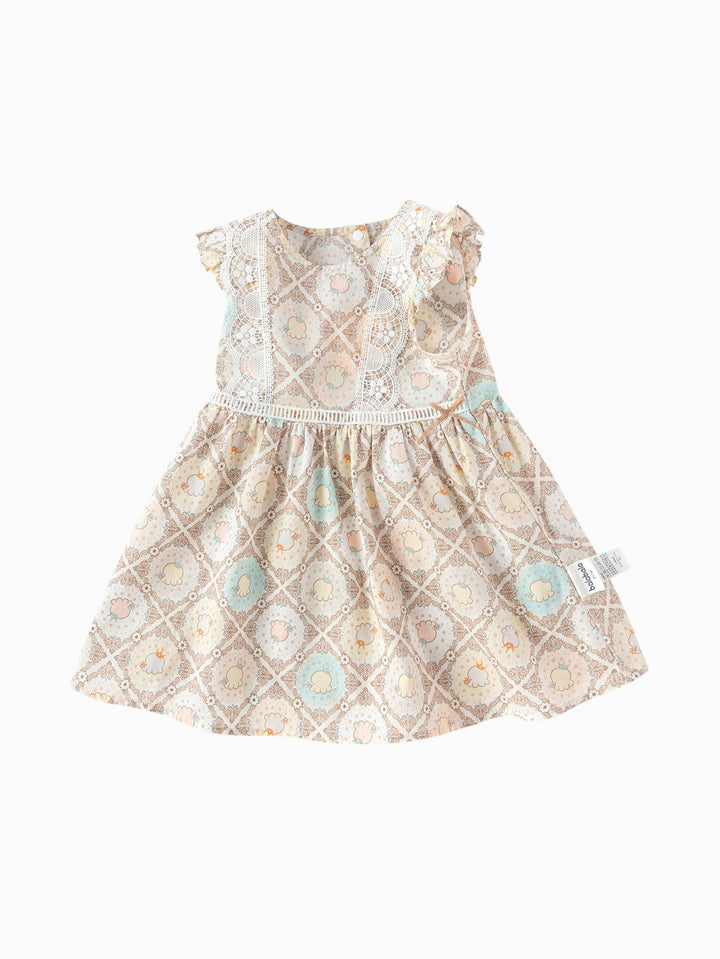 White Coffee Baby Girl Woven Dress