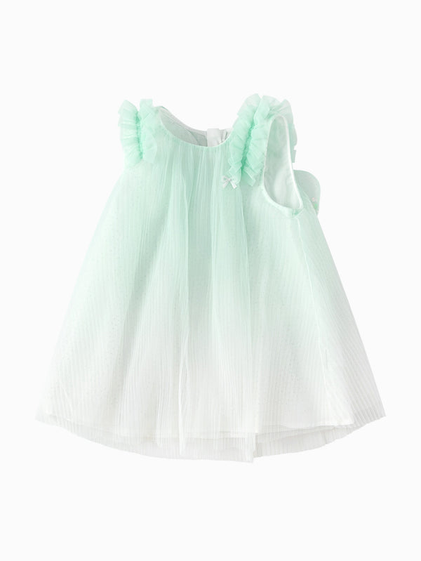 Pink Green Baby Girl Woven Dress