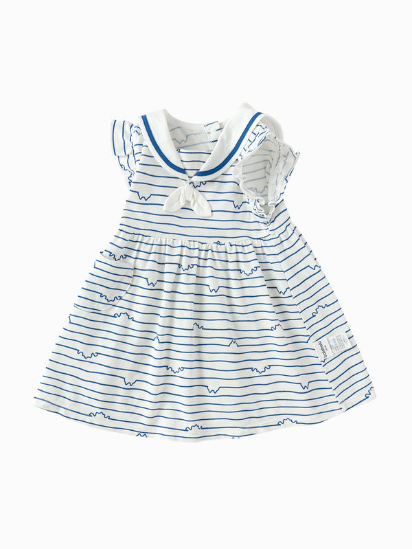 White Blue Baby Girl Knit Dress