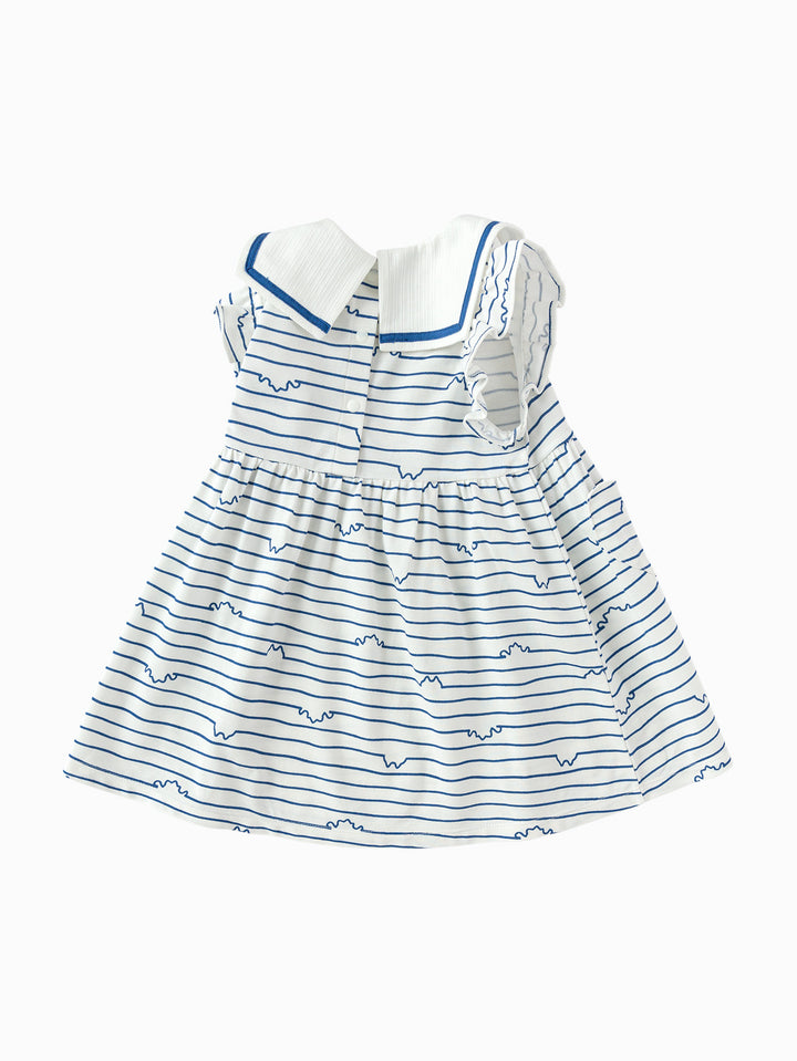 White Blue Baby Girl Knit Dress