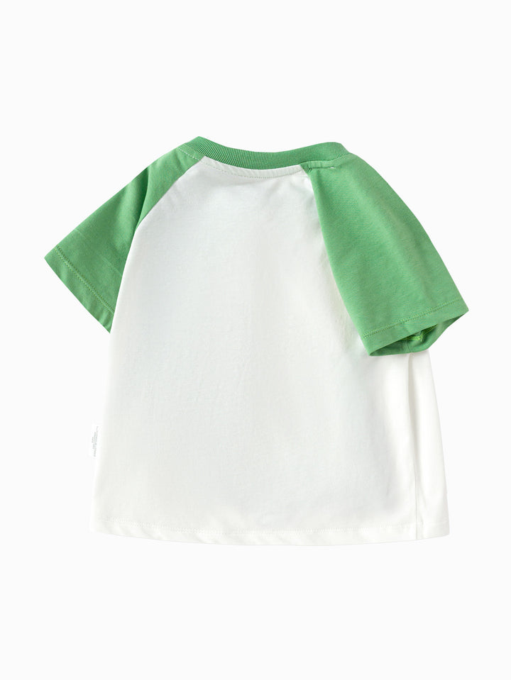 White Green Baby Unisex Round V-Neck Short Sleeve T-Shirt