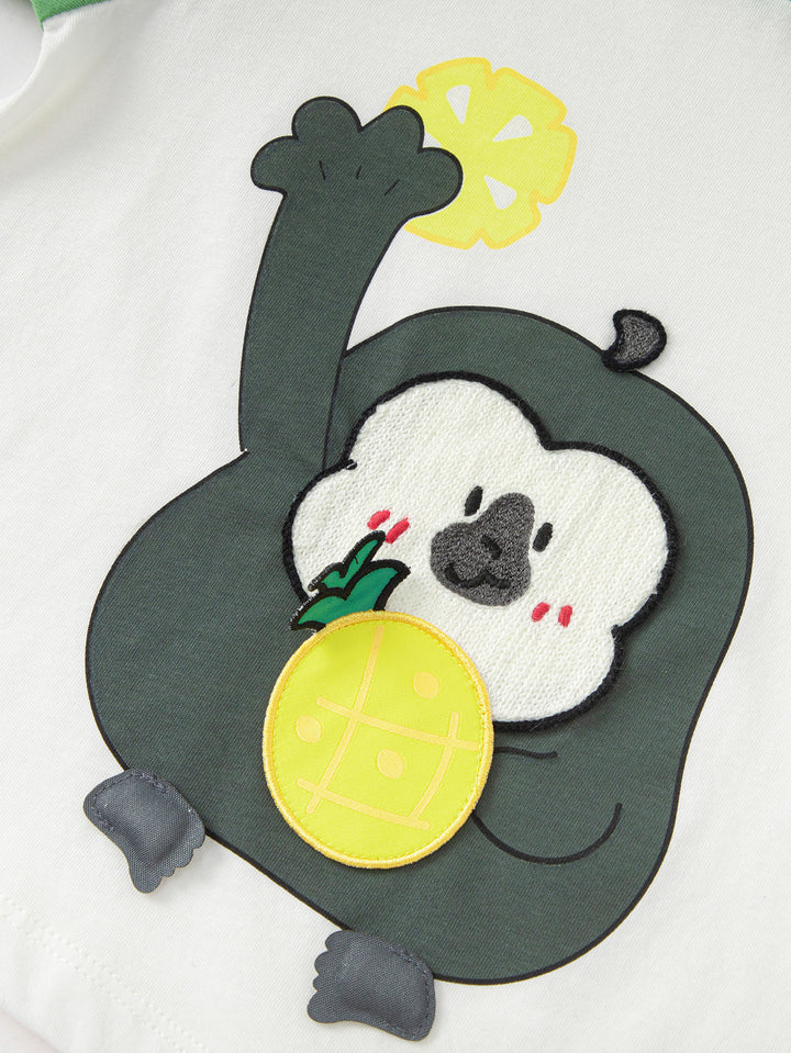 White Green Baby Unisex Round V-Neck Short Sleeve T-Shirt