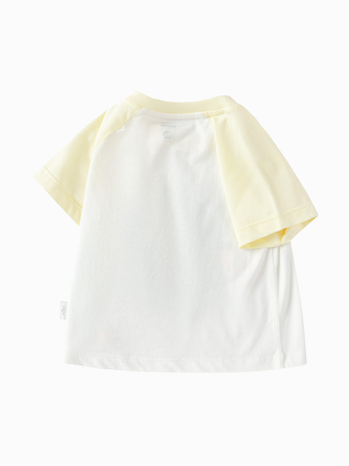 Off-white Baby Unisex Round V-Neck Short Sleeve T-Shirt