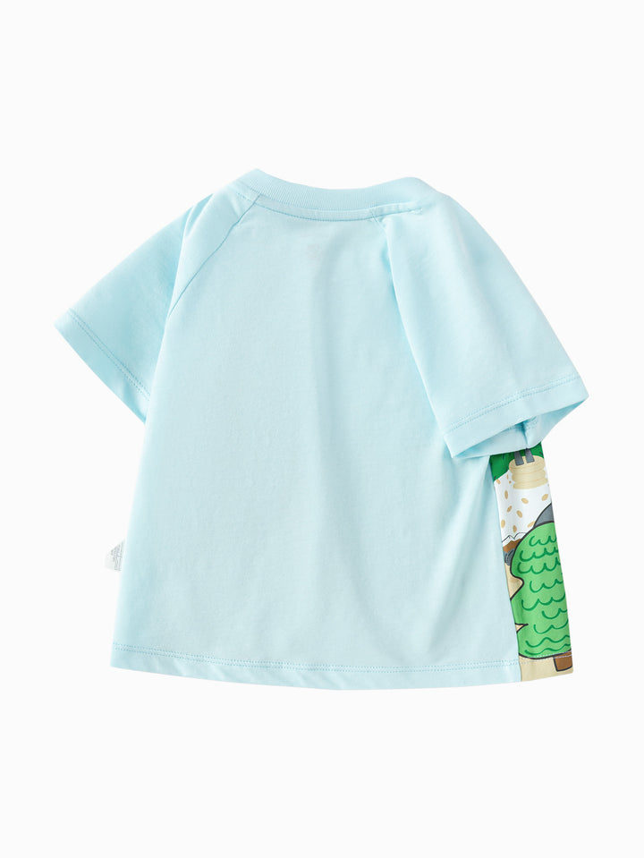 Powder Blue Baby Unisex Round V-Neck Short Sleeve T-Shirt