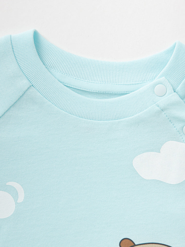 Powder Blue Baby Unisex Round V-Neck Short Sleeve T-Shirt