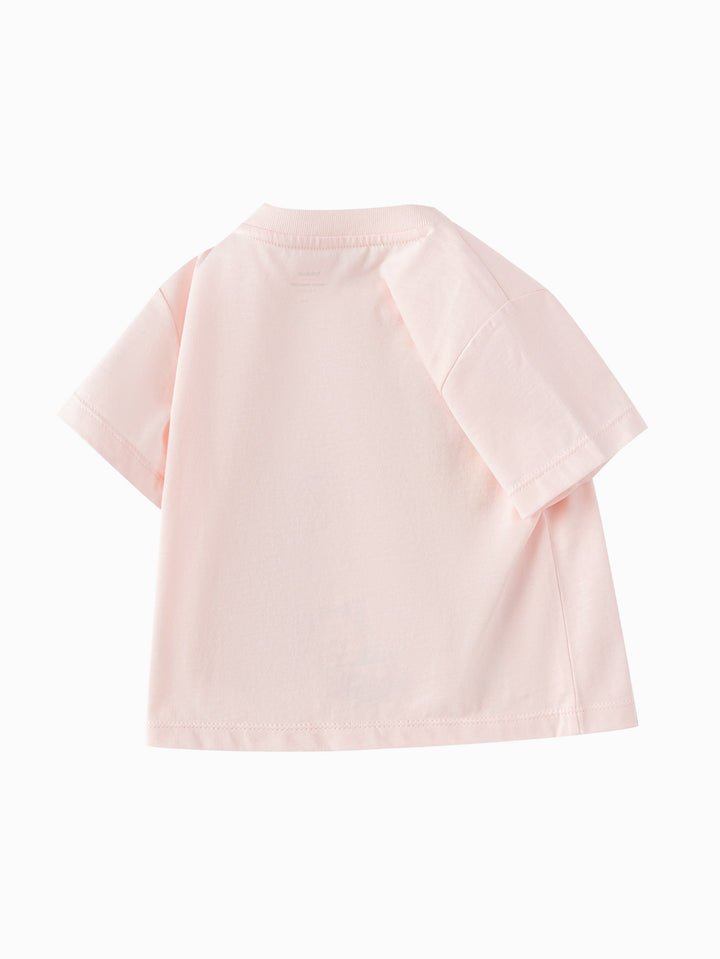 Visions Pink Baby Girl Round V-Neck Short Sleeve T-Shirt