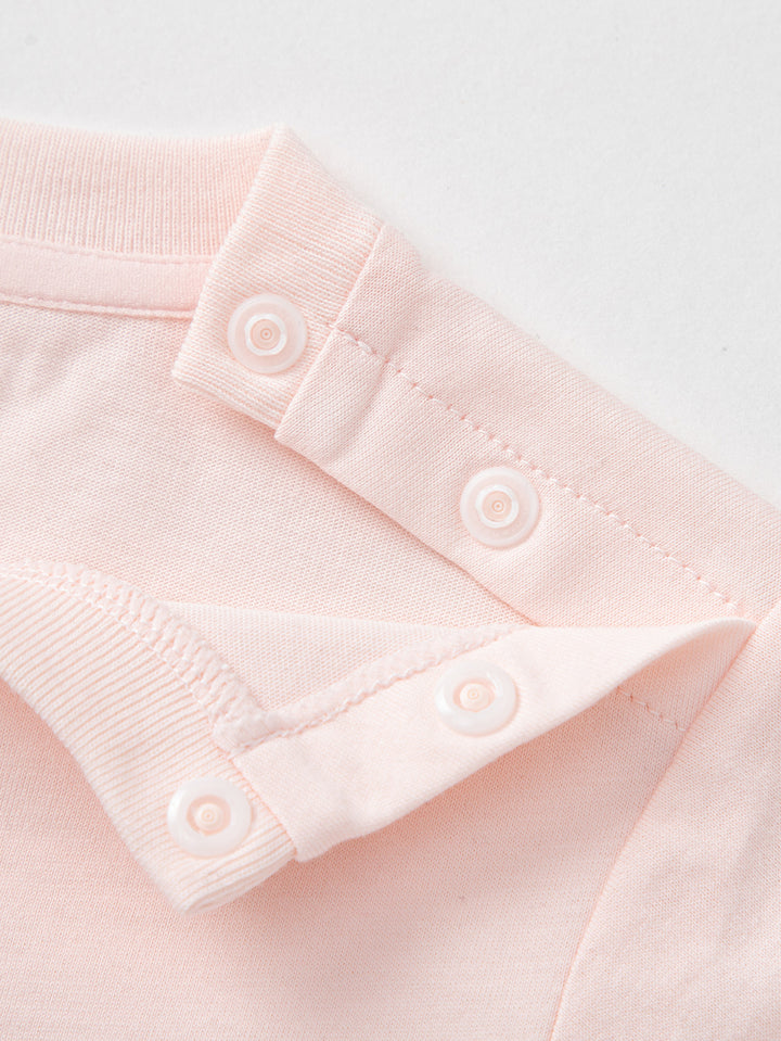 Visions Pink Baby Girl Round V-Neck Short Sleeve T-Shirt