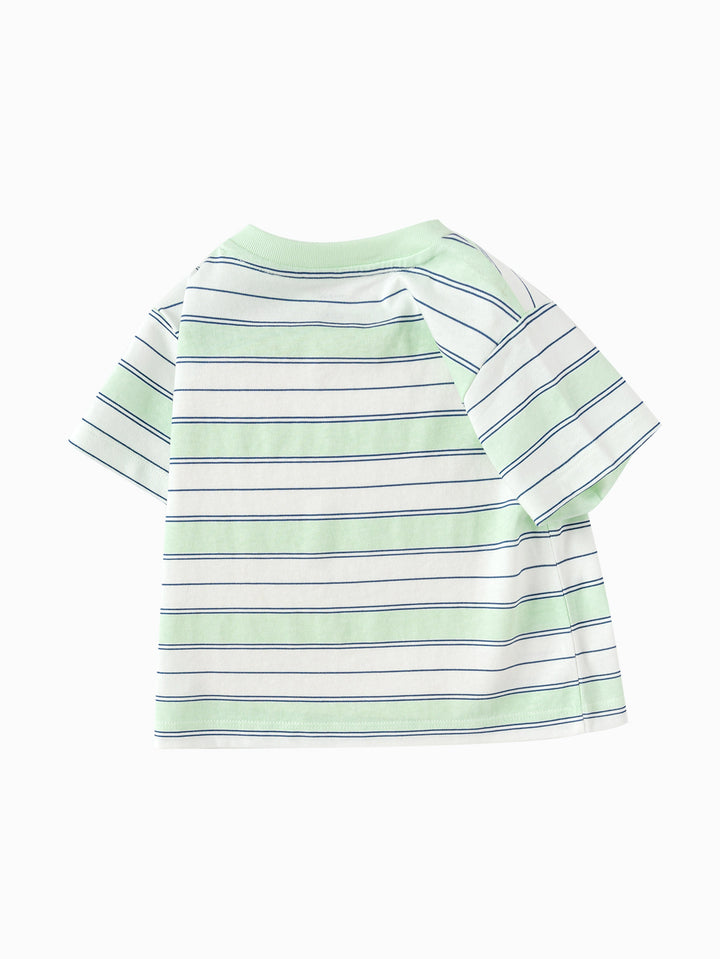 White Green Baby Unisex Round V-Neck Short Sleeve T-Shirt