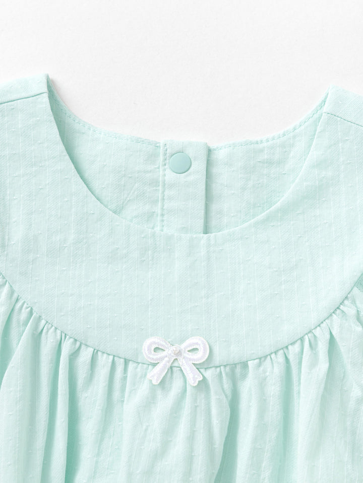 Pink Green Baby Girl Woven Short Sleeve Suit