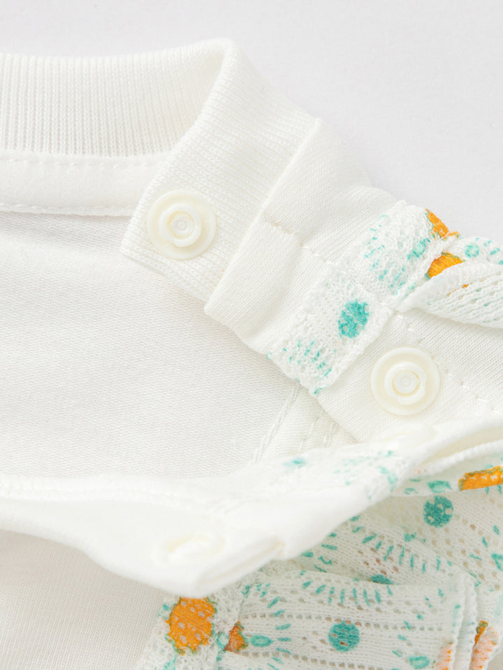 Raw White Baby Girl Knit Short Sleeve Suit