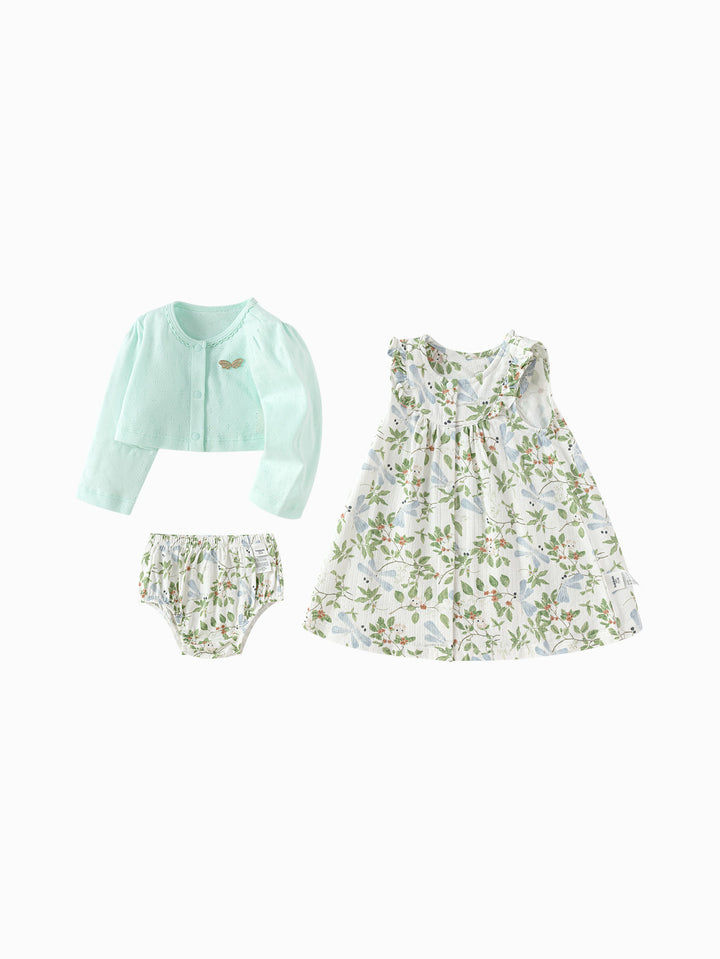 Green Baby Girl Knit Short Sleeve Suit