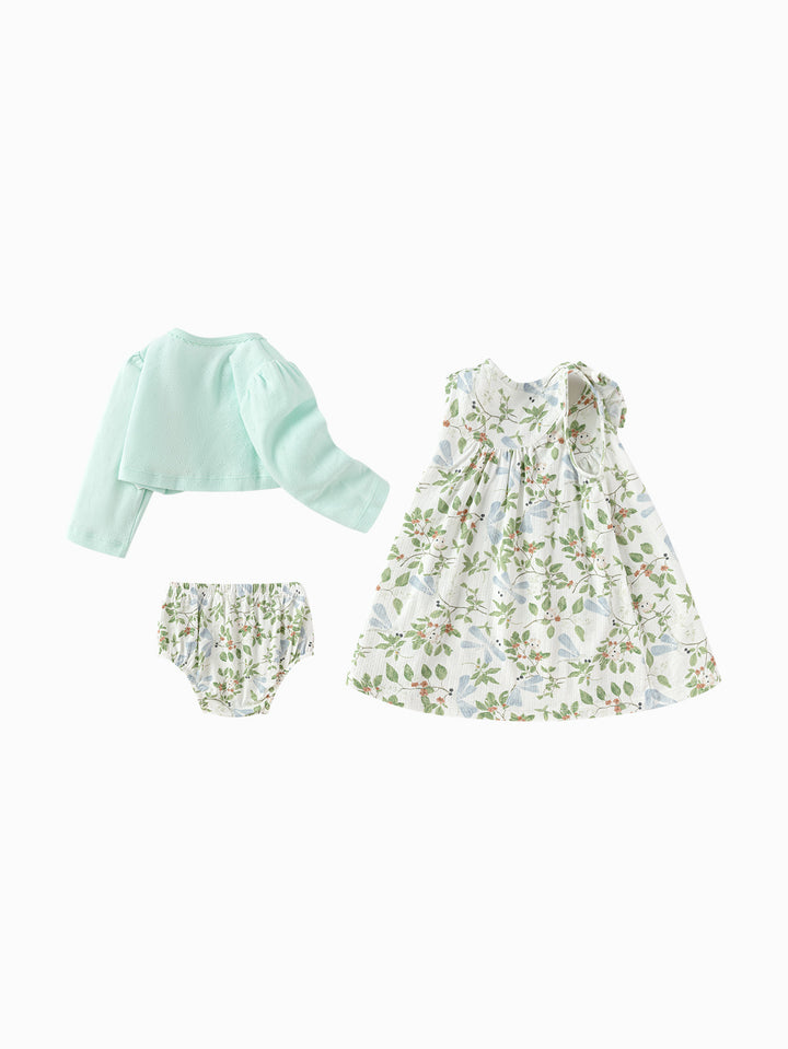 Green Baby Girl Knit Short Sleeve Suit