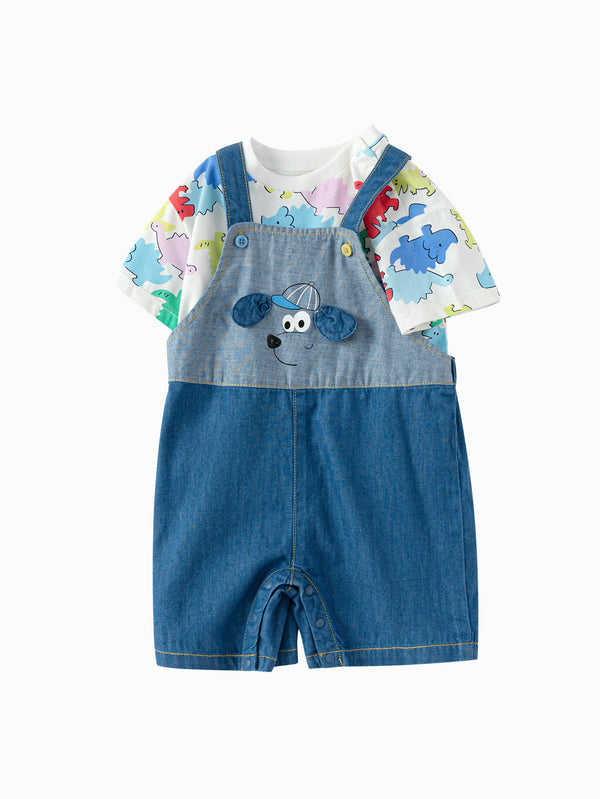 White Baby Boy Denim Short Sleeve Suit