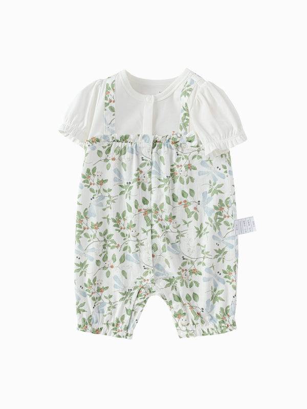 White Green Baby Girl Knit Jumpsuit