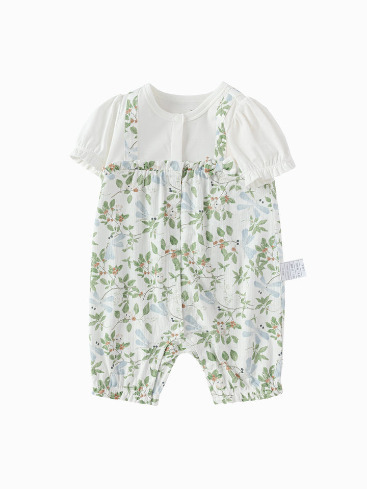 White Green Baby Girl Knit Jumpsuit