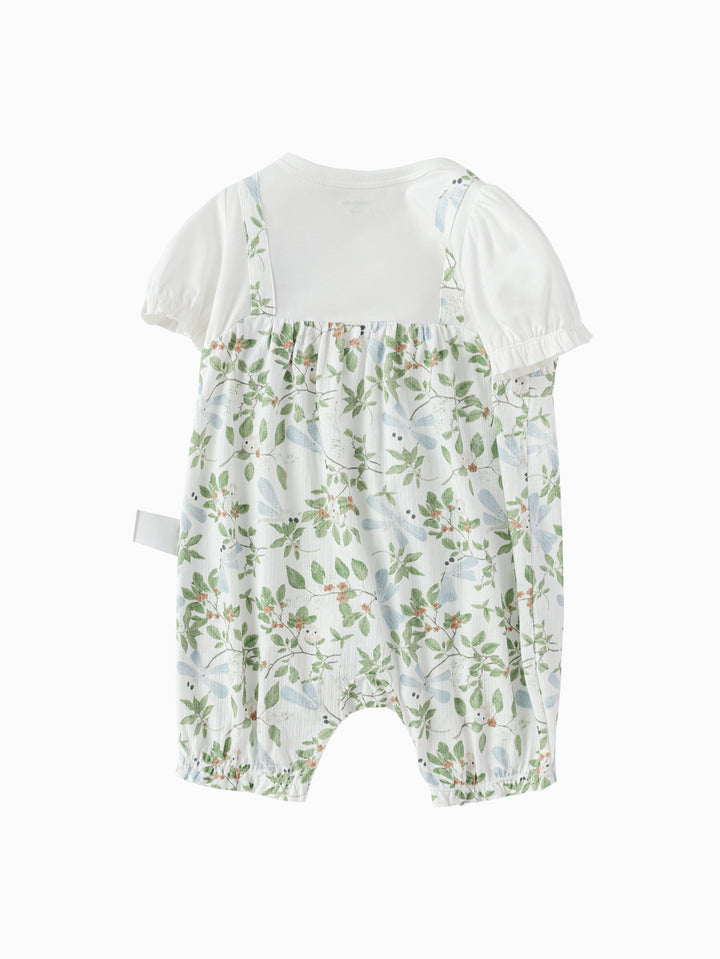 White Green Baby Girl Knit Jumpsuit