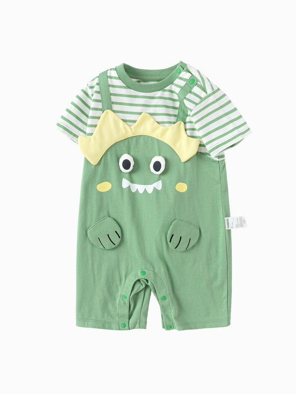 White Green Baby Unisex Knit Jumpsuit