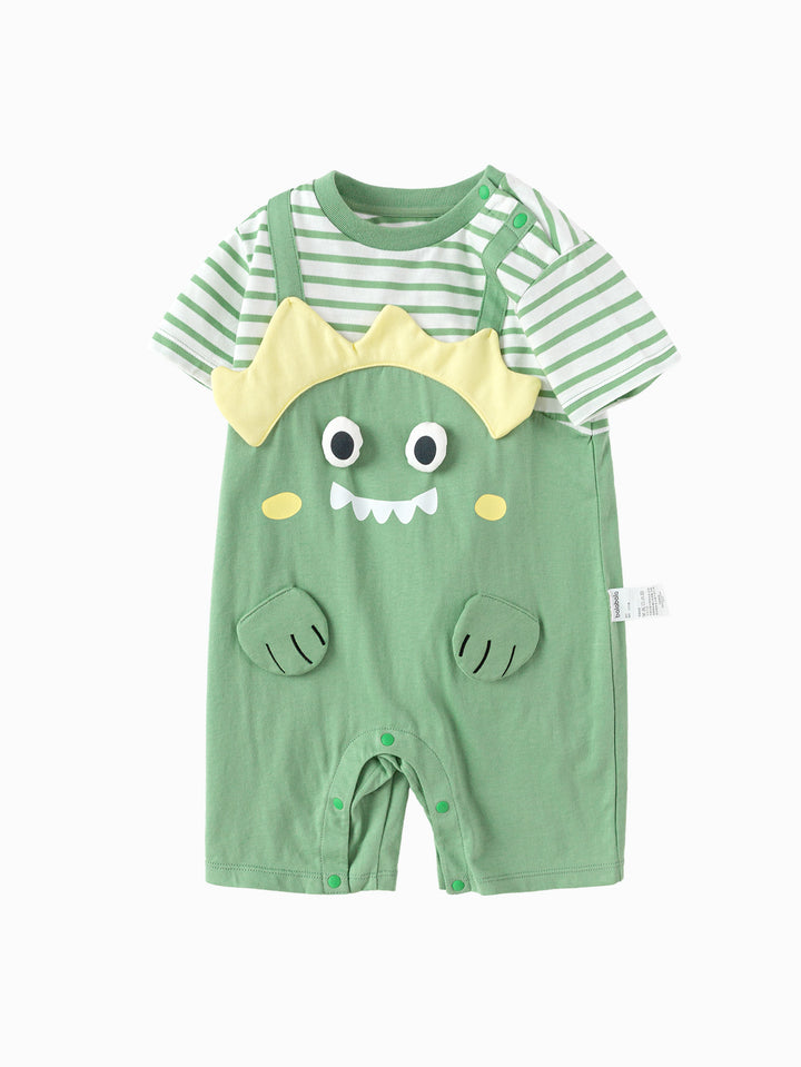 White Green Baby Unisex Knit Jumpsuit