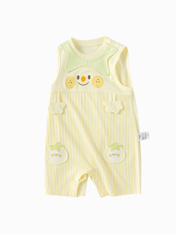 White Yellow Baby Unisex Knit Jumpsuit