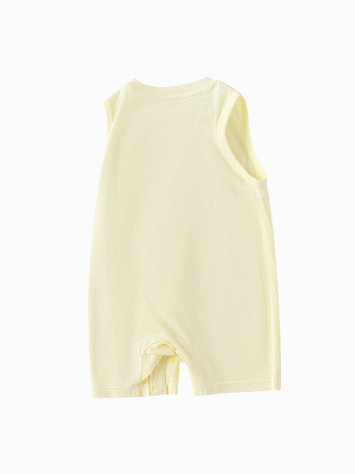 White Yellow Baby Unisex Knit Jumpsuit