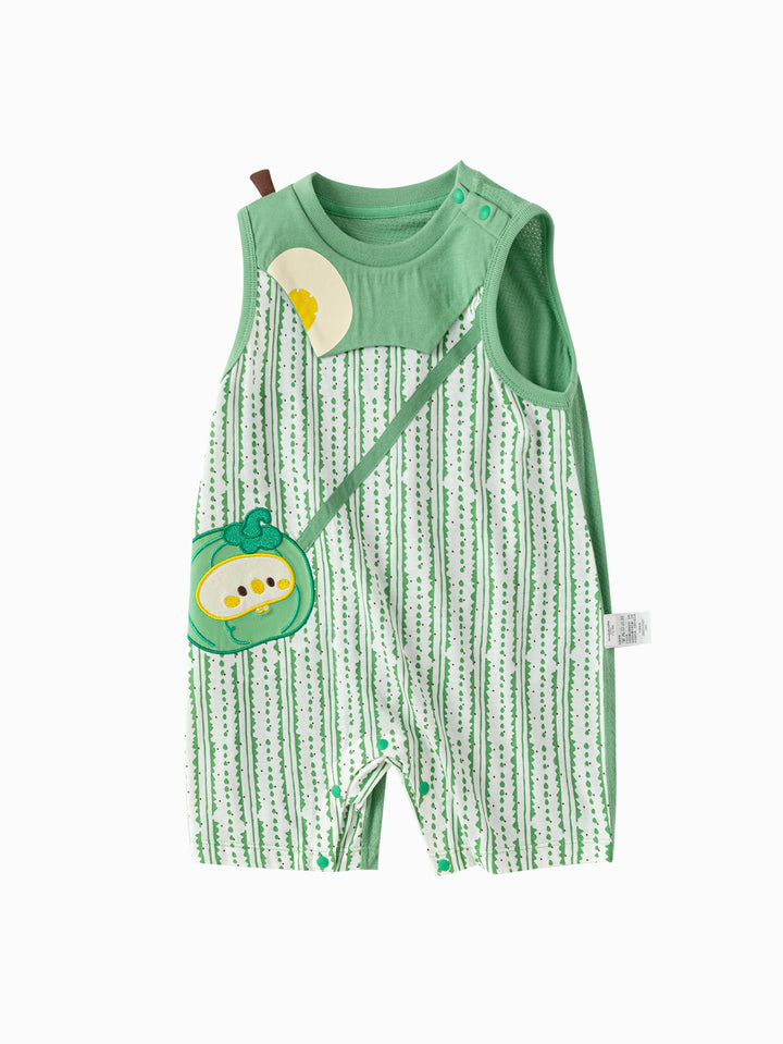 White Green Baby Unisex Knit Jumpsuit