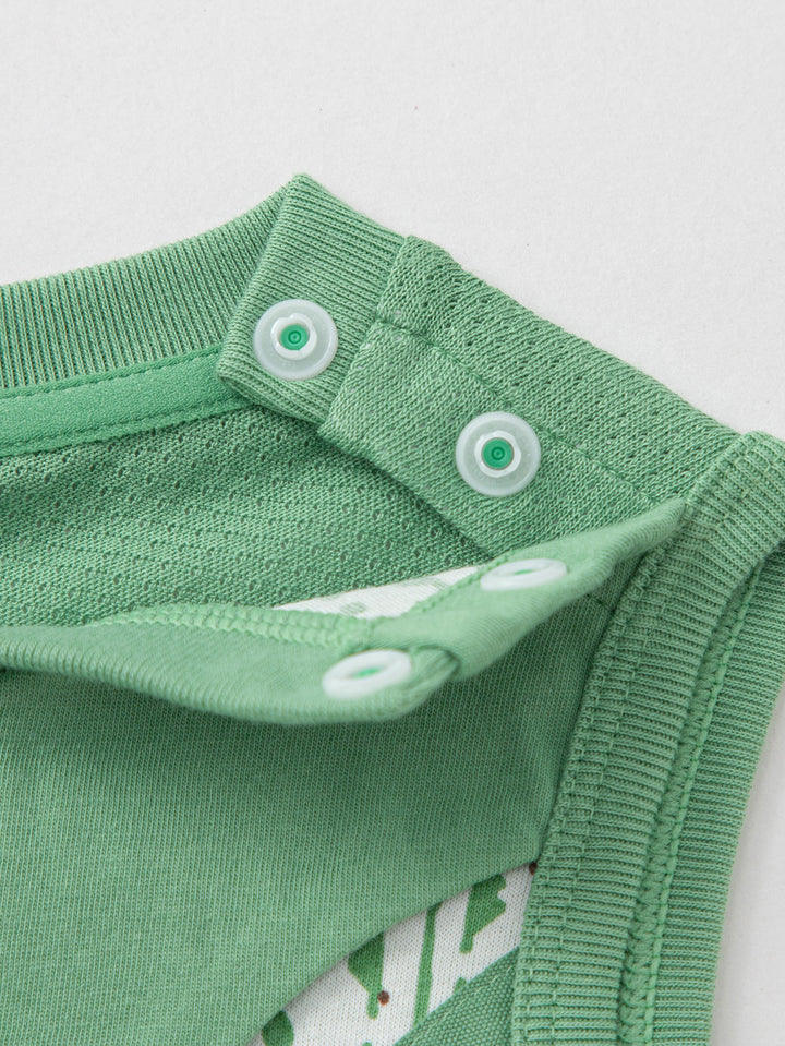 White Green Baby Unisex Knit Jumpsuit