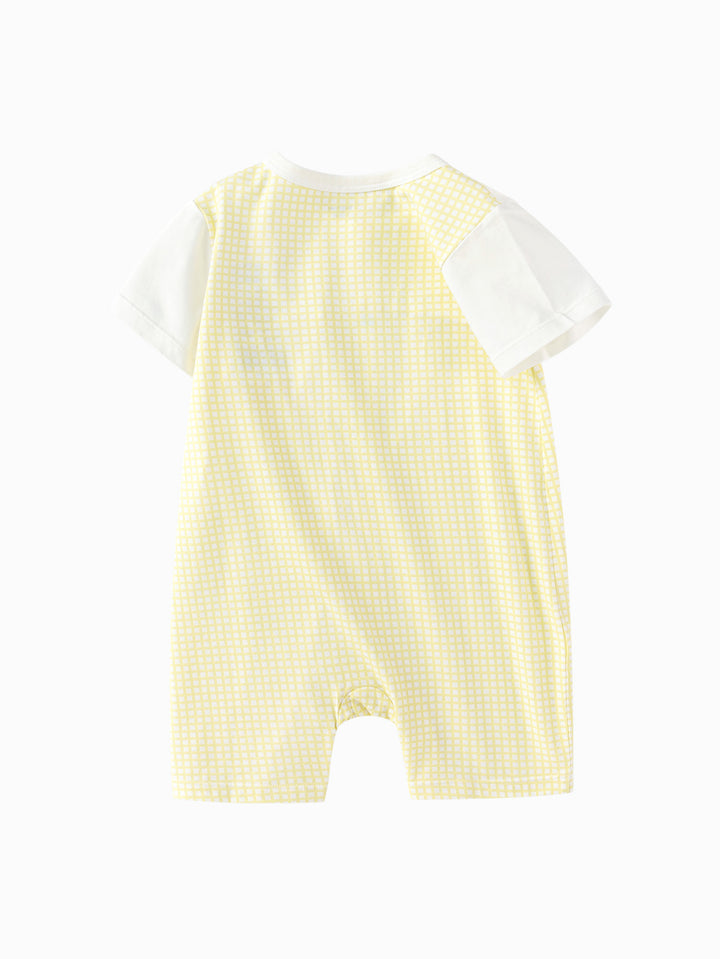 White Yellow Baby Unisex Underwear Suit In A Straight Open Jumpsuit