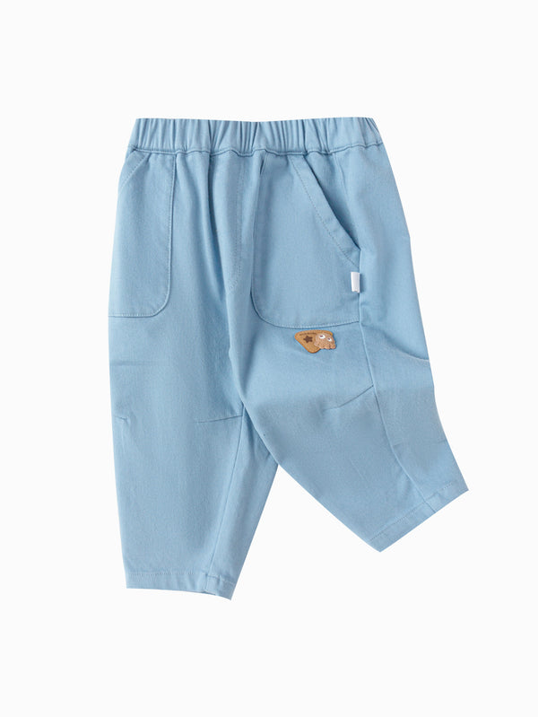 Vêtements unisexes pour bébé - Pantalon blanc bleu avec petit poulpe