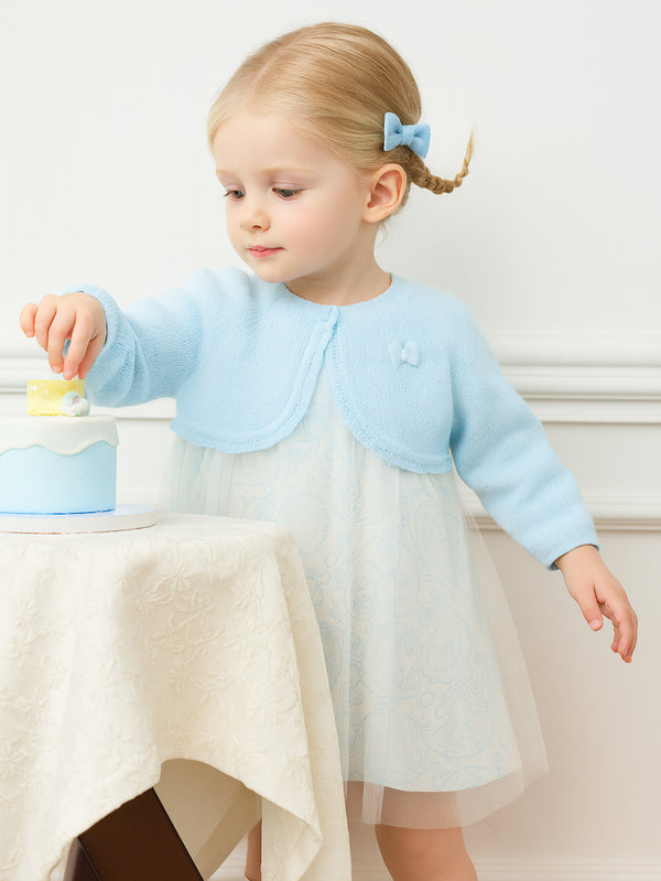 Girl Baby Clothes Powderblue Bow One-Piece Dress