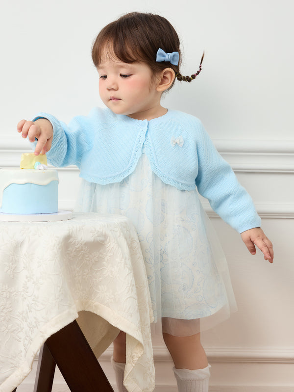 فتاة ملابس الطفل مسحوق بودرة القوس فستان من قطعة واحدة