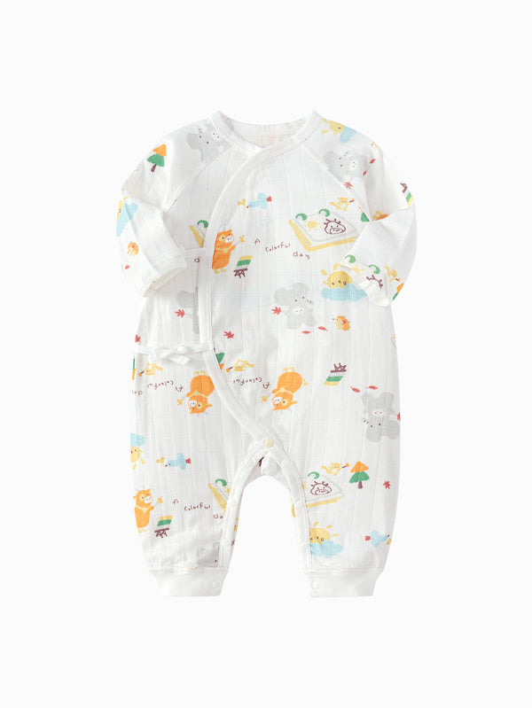 Unisex Baby Clothes White Yellow Hue printing Baby Jumpsuit