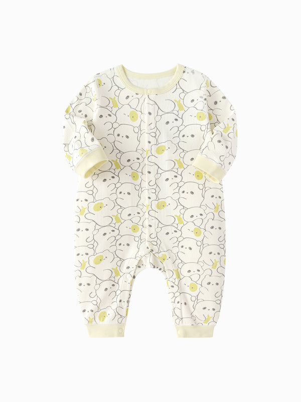 Unisex Baby Clothes White Gray Hue Panda Baby Jumpsuit