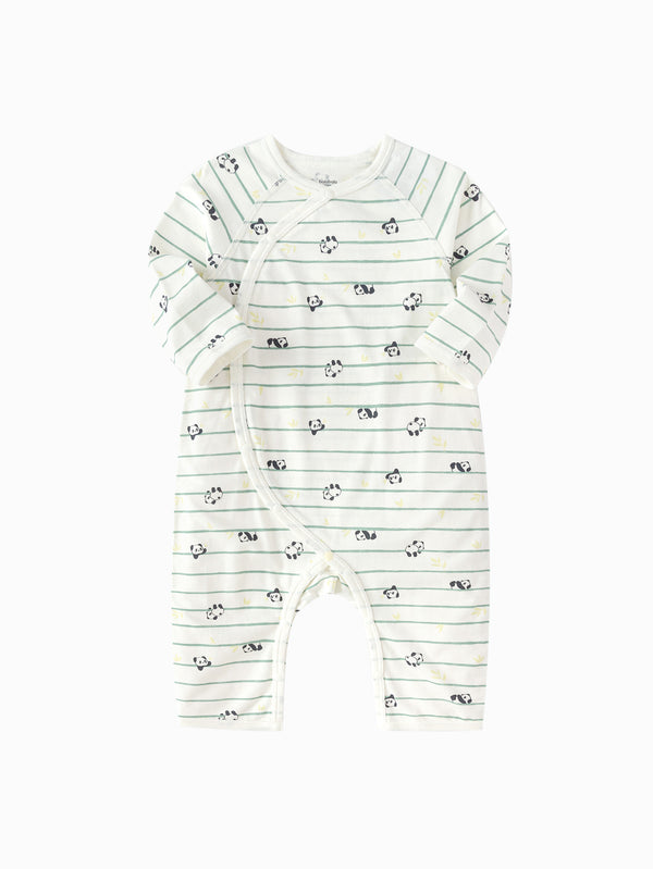 Unisex Baby Clothes Green Hue Panda Baby Jumpsuit