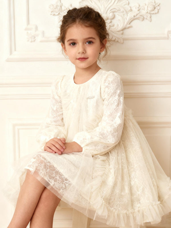 Balabala Girls' Dress Tulle Princess Dress 2025 Spring New Dress