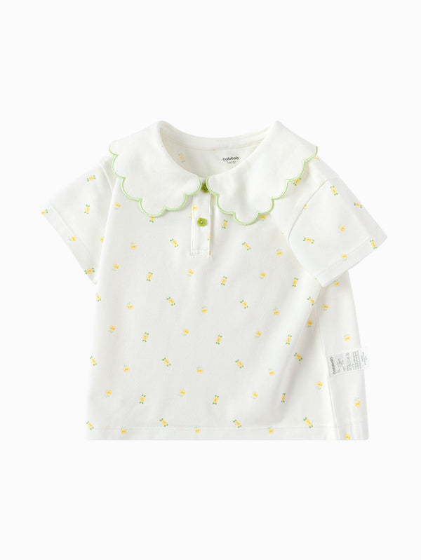 balabala Toddler Girl Explore Style Lapel Short Sleeve T-Shirt