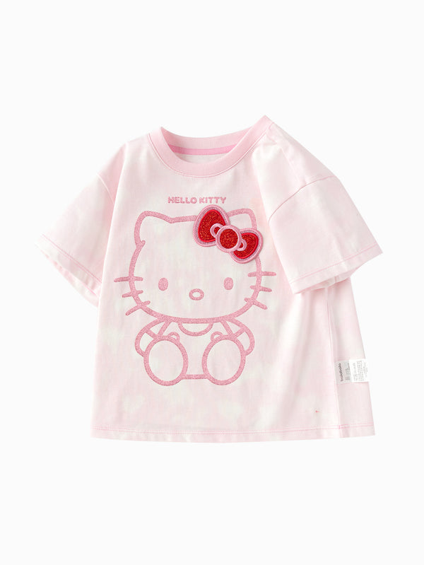 balabala Toddler Girl Have Fun Style Round V-Neck Short Sleeve T-Shirt