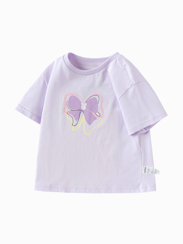 balabala Toddler Girl Basic Style Round V-Neck Long Sleeve T-Shirt