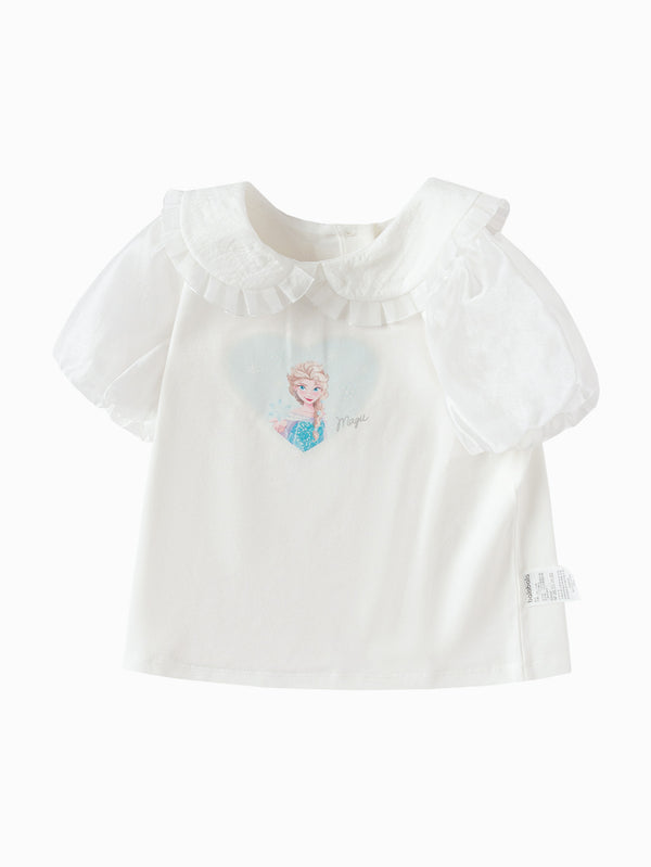 balabala Toddler Girl Dream Style Lapel Short Sleeve T-Shirt